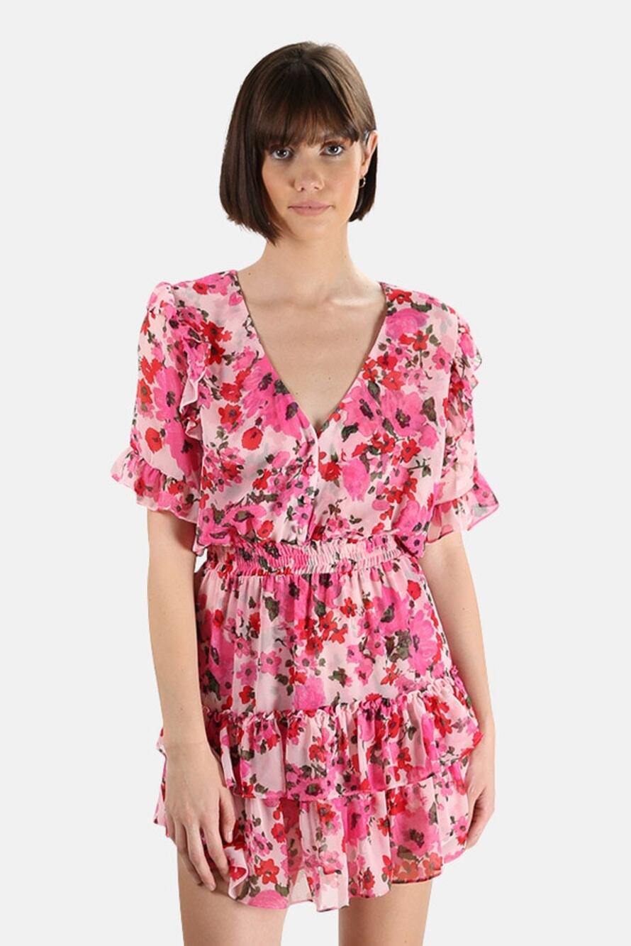Misa Los Angeles Devan Mini Dress Pink Floral Extra Small XS